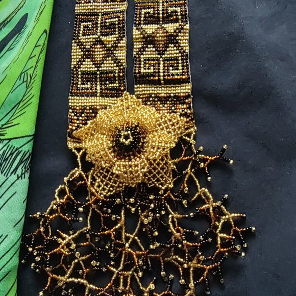 Large Colombian Mostacilla / Beaded handmade necklace, unique and elegant. - Picture 6 of 10